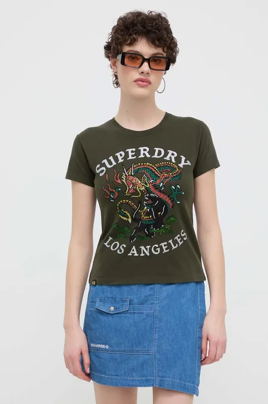 zelena Bombažna kratka majica Superdry