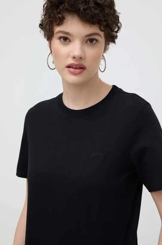 črna Bombažna kratka majica Superdry Ženski