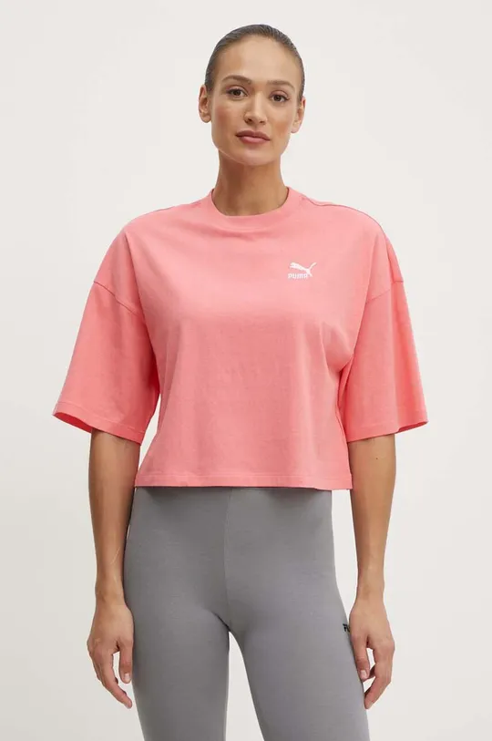 ροζ Βαμβακερό μπλουζάκι Puma BETTER CLASSICS Oversized Γυναικεία