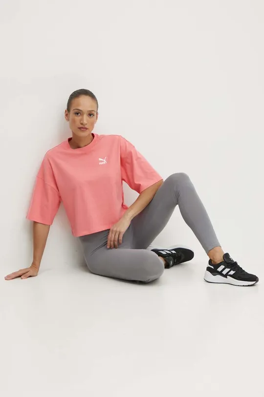 Βαμβακερό μπλουζάκι Puma BETTER CLASSICS Oversized ροζ