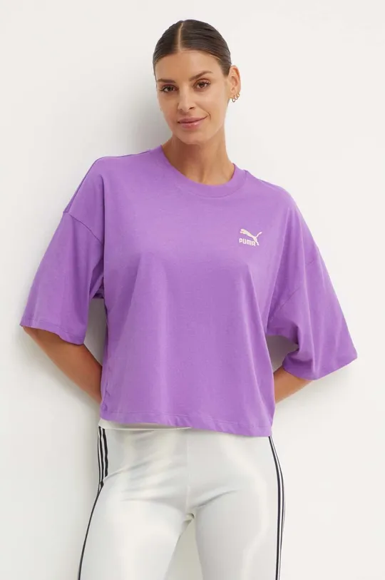 fioletowy Puma t-shirt bawełniany Damski