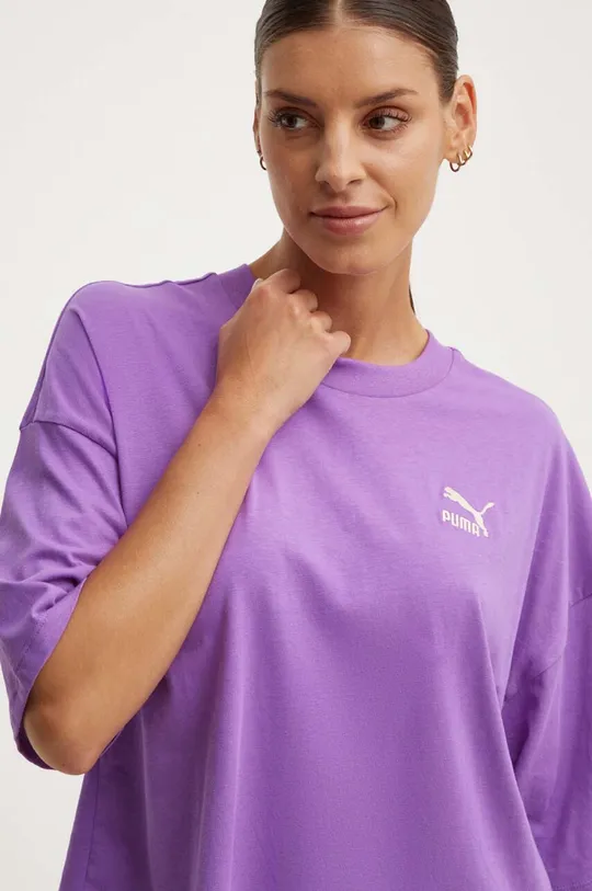 fioletowy Puma t-shirt bawełniany