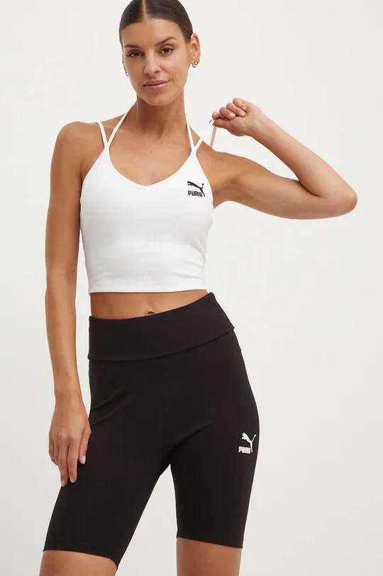 λευκό Top Puma Classics Ribbed Crop Top 0