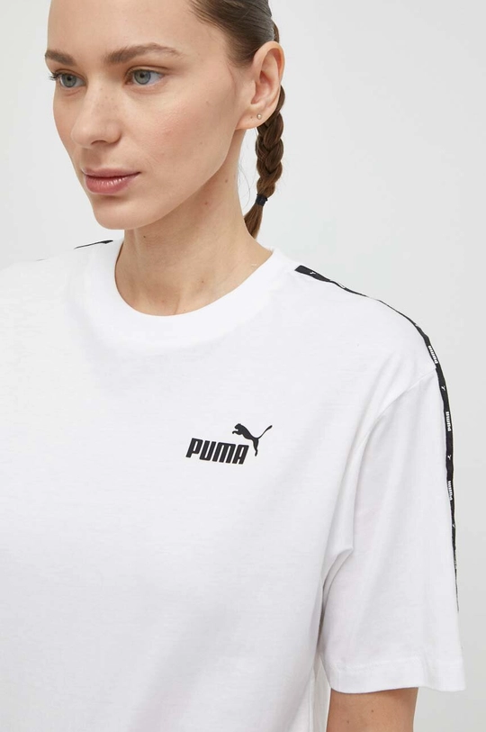 λευκό Βαμβακερό μπλουζάκι Puma