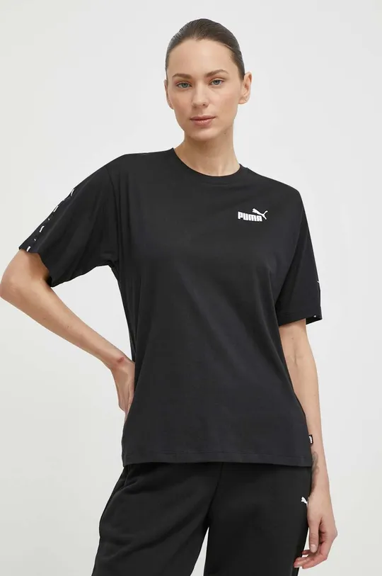 μαύρο Βαμβακερό μπλουζάκι Puma