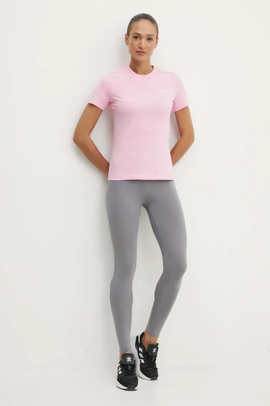 Βαμβακερό μπλουζάκι Puma HER ροζ
