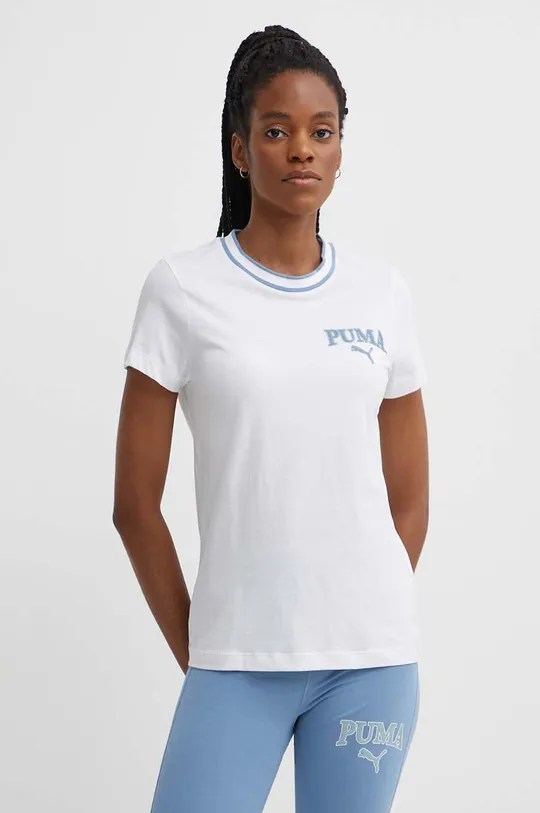 λευκό Βαμβακερό μπλουζάκι Puma SQUAD