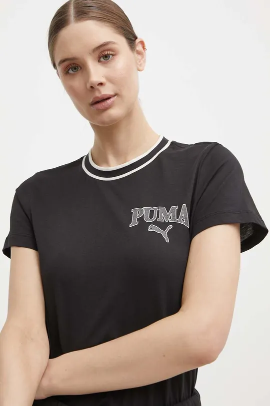 μαύρο Βαμβακερό μπλουζάκι Puma SQUAD Γυναικεία