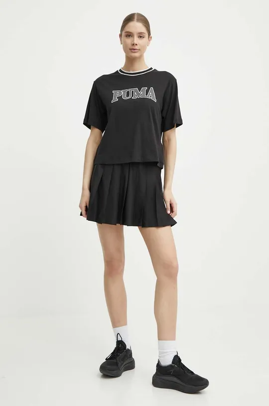 Βαμβακερό μπλουζάκι Puma  SQUAD μαύρο