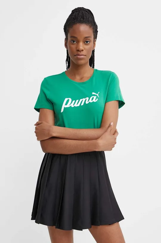 зелений Бавовняна футболка Puma
