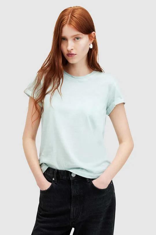 turkizna Bombažna kratka majica AllSaints ANNA Ženski