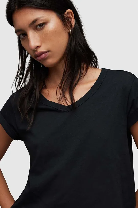 Βαμβακερό μπλουζάκι AllSaints Anna μαύρο