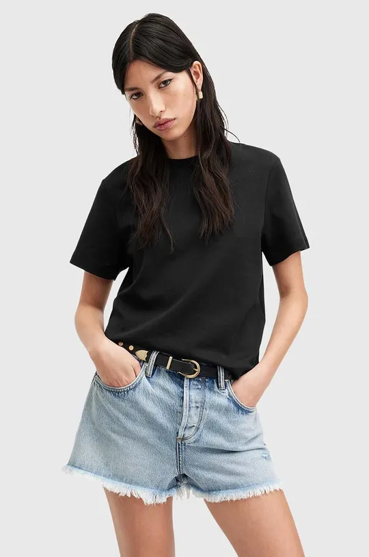 črna Bombažna kratka majica AllSaints LISA Ženski