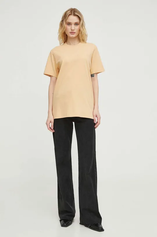 Βαμβακερό μπλουζάκι AllSaints PIPPA πορτοκαλί