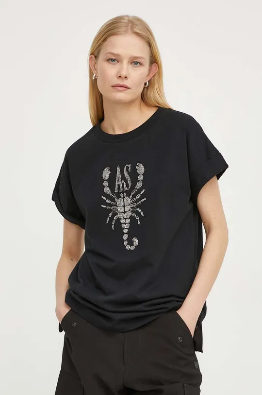 nero AllSaints t-shirt in cotone SCORPION IMO BOY Donna