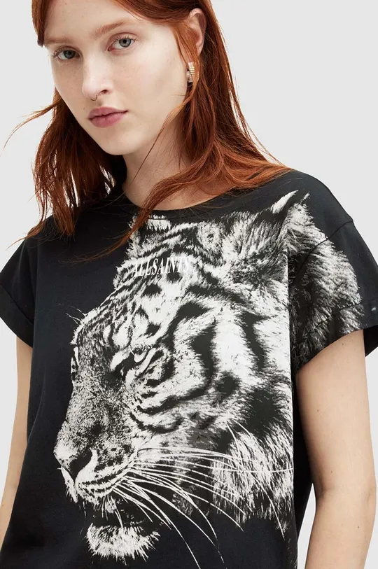 Βαμβακερό μπλουζάκι AllSaints TIGRESS μαύρο