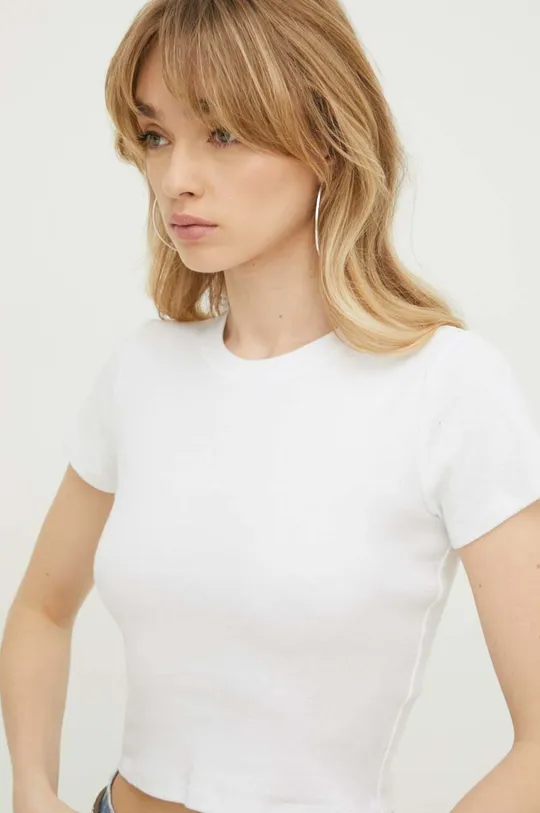 biela Bavlnené tričko Hollister Co. Dámsky