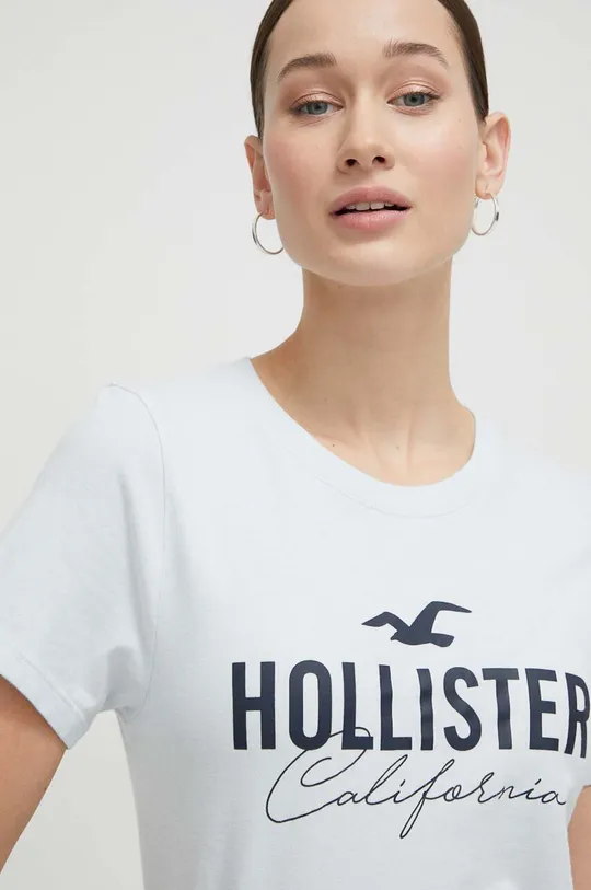 Bombažna kratka majica Hollister Co. modra