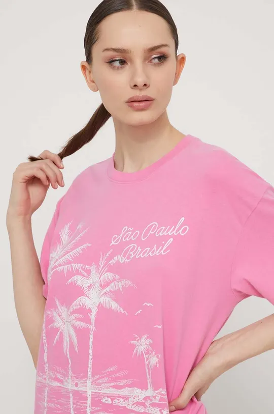 ružová Bavlnené tričko Hollister Co.