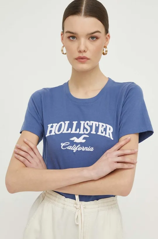 granatowy Hollister Co. t-shirt bawełniany Damski