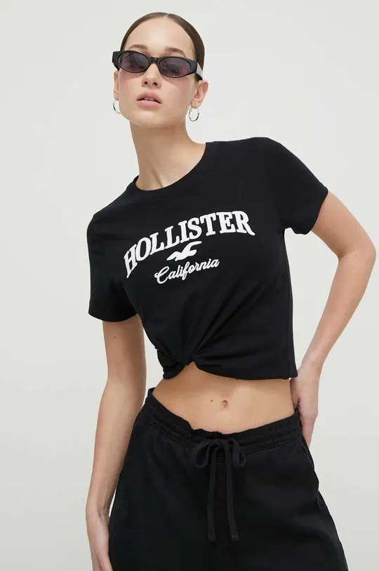 čierna Bavlnené tričko Hollister Co.