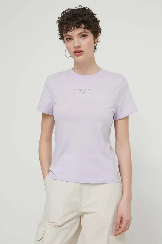 фиолетовой Хлопковая футболка Tommy Jeans Женский