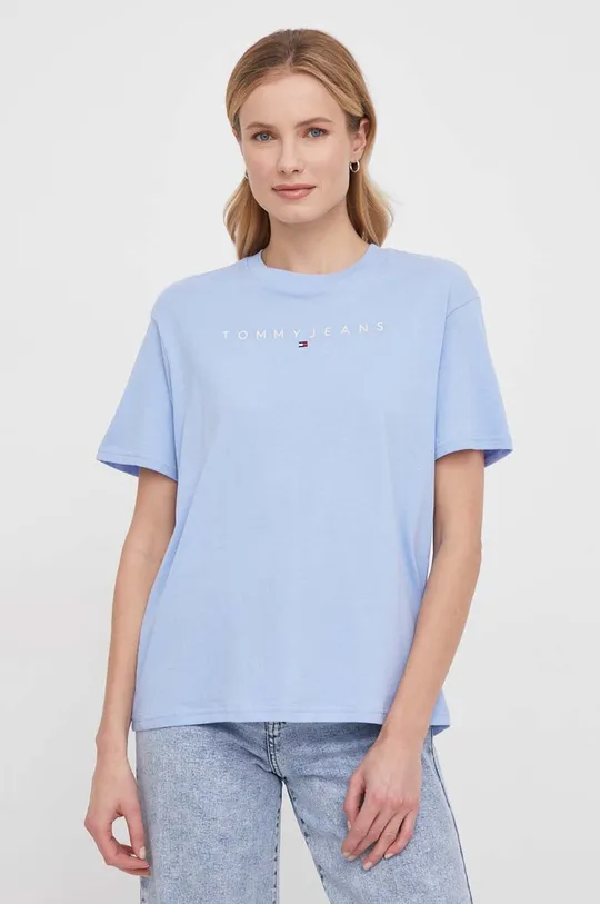 modrá Bavlnené tričko Tommy Jeans Dámsky