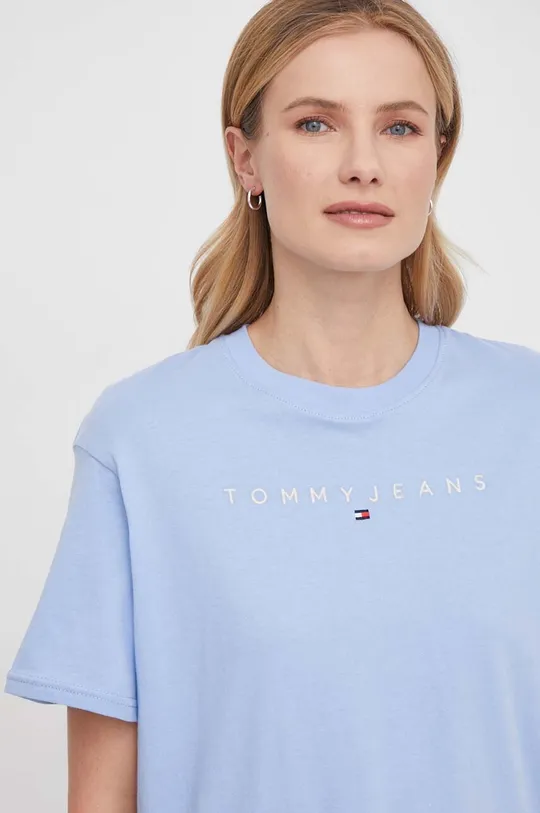 Хлопковая футболка Tommy Jeans голубой