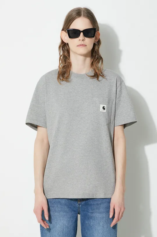γκρί Βαμβακερό μπλουζάκι Carhartt WIP S/S Pocket T-Shirt Γυναικεία