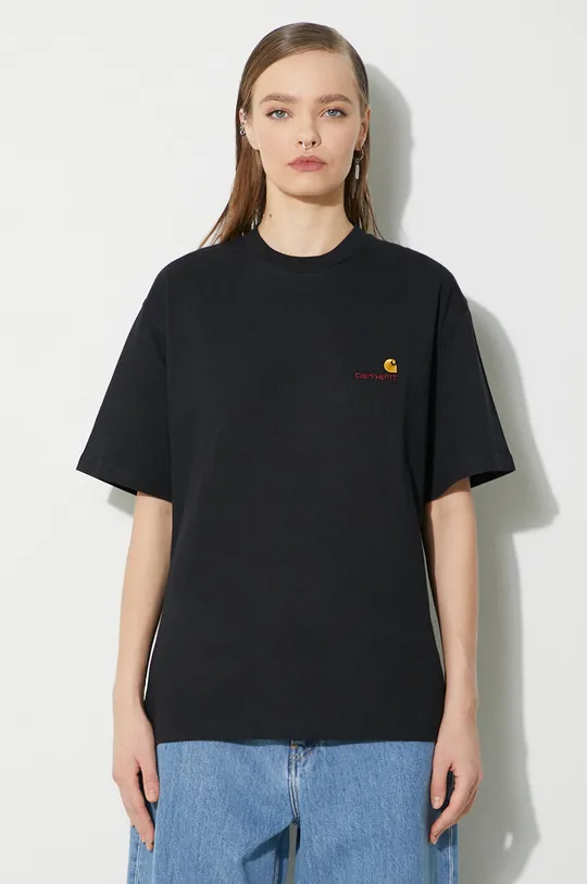 черен Памучна тениска Carhartt WIP S/S American Script T-Shirt Жіночий