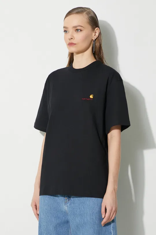 čierna Bavlnené tričko Carhartt WIP S/S American Script T-Shirt