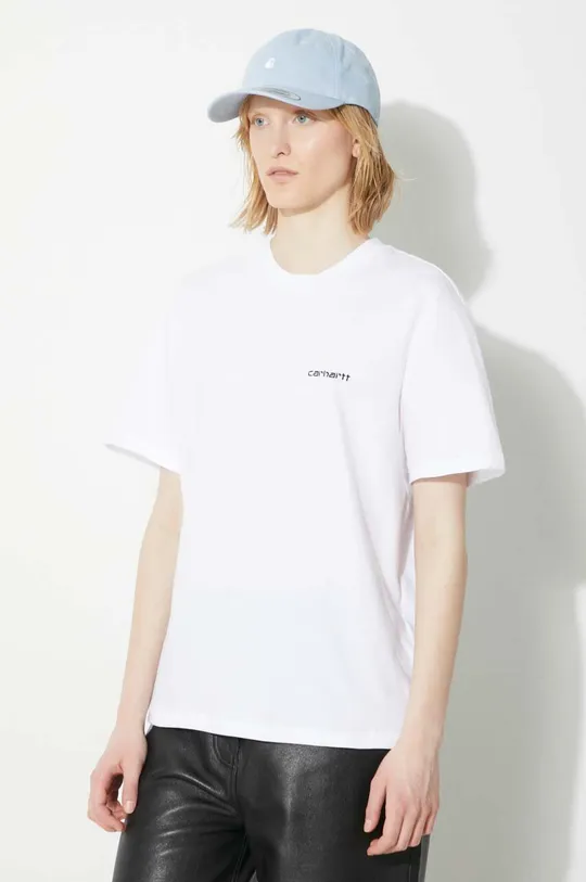 alb Carhartt WIP tricou din bumbac S/S Script Embroidery T-S