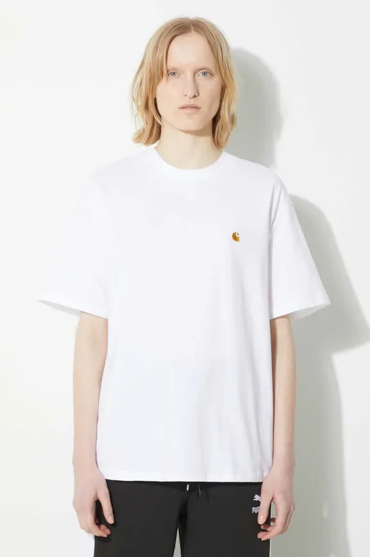 белый Хлопковая футболка Carhartt WIP S/S Chase T-Shirt Женский