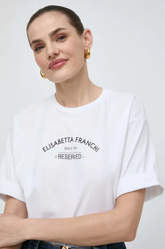 білий Бавовняна футболка Elisabetta Franchi