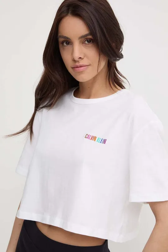 белый Хлопковая пижамная футболка Calvin Klein Underwear Женский