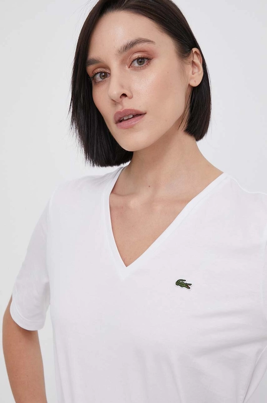 biały Lacoste t-shirt bawełniany