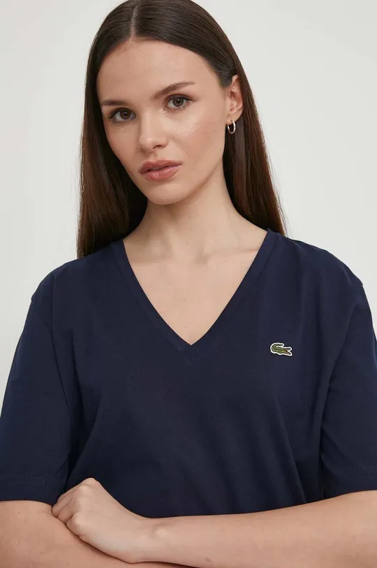 granatowy Lacoste t-shirt bawełniany