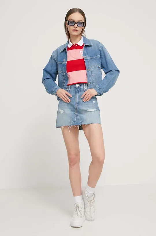 Tommy Jeans pamut top piros