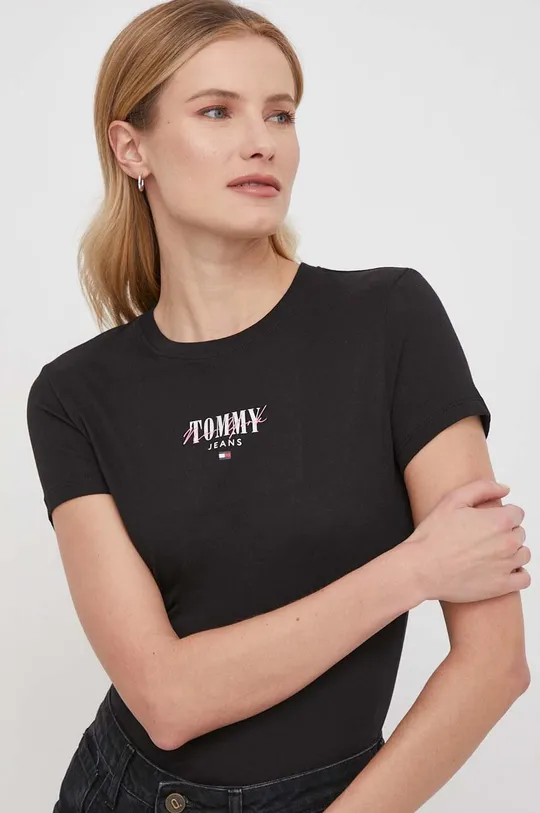 czarny Tommy Jeans t-shirt Damski