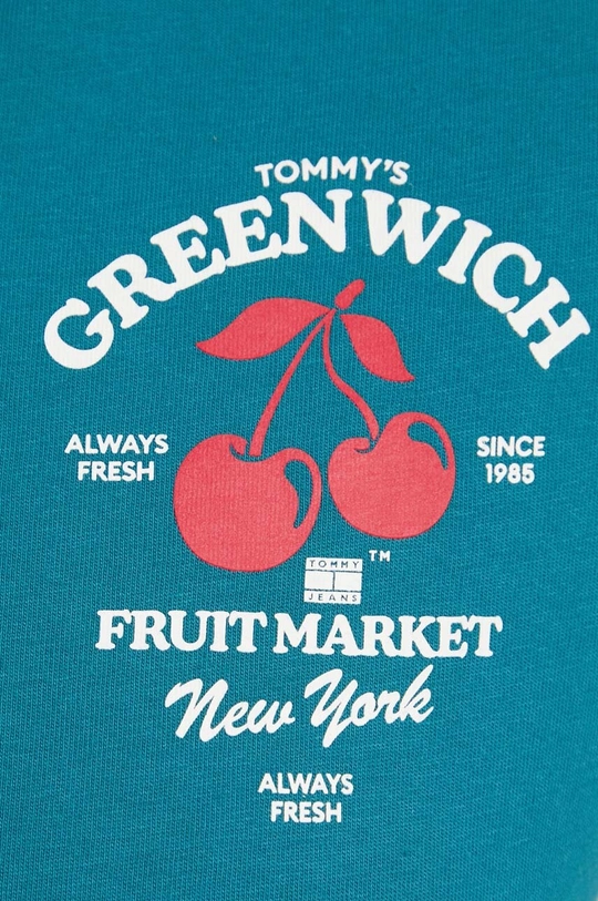 turkusowy Tommy Jeans t-shirt bawełniany