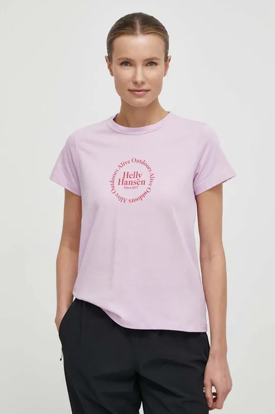 ροζ Βαμβακερό μπλουζάκι Helly Hansen Γυναικεία