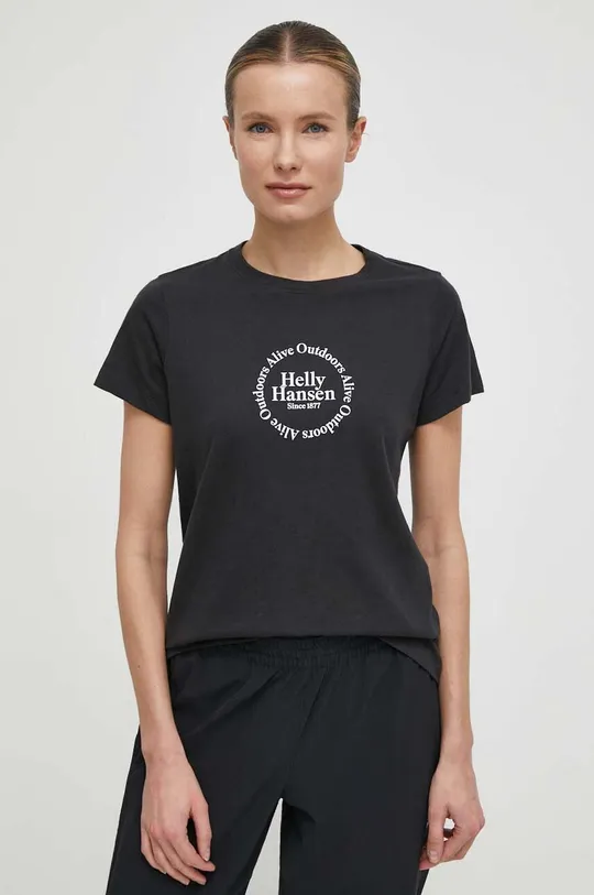 czarny Helly Hansen t-shirt bawełniany