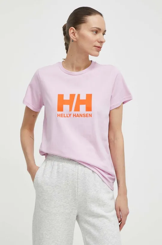 розовый Хлопковая футболка Helly Hansen Женский