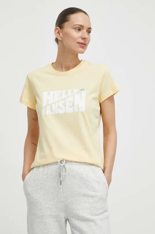 rumena Bombažna kratka majica Helly Hansen Ženski