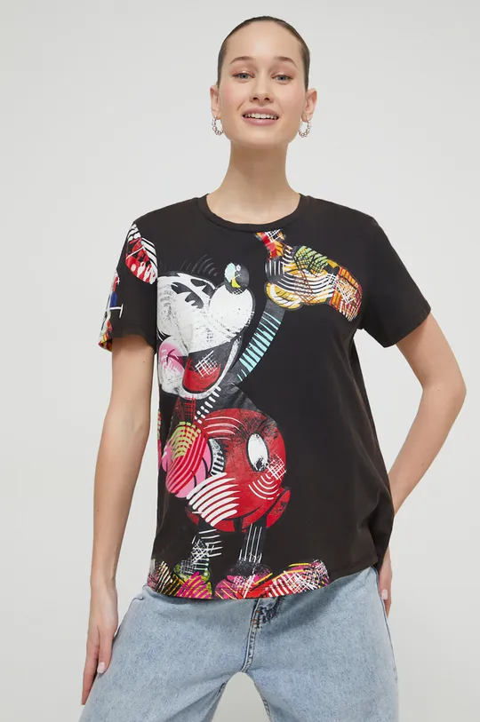 fekete Desigual pamut póló x Disney Női