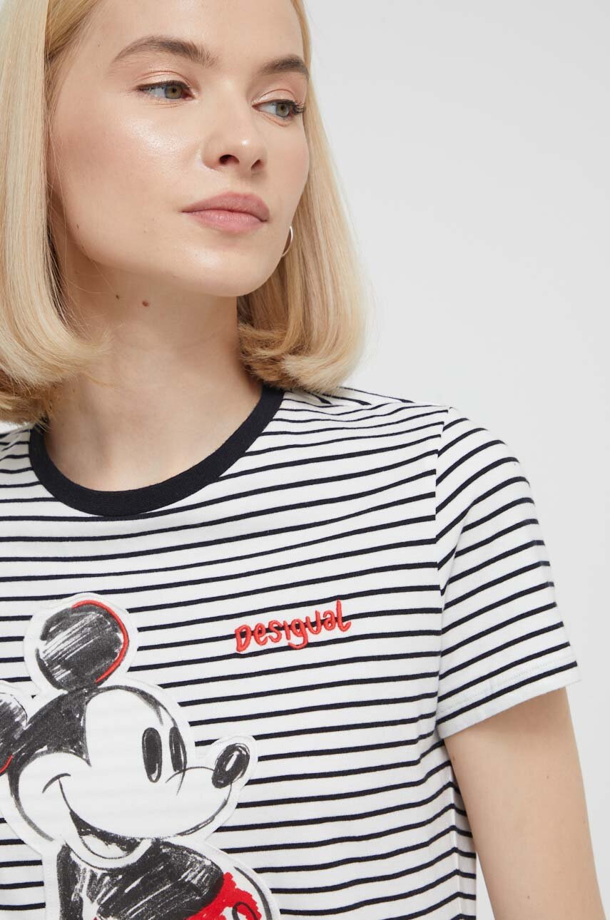 biały Desigual t-shirt x Disney MICKEY PATCH