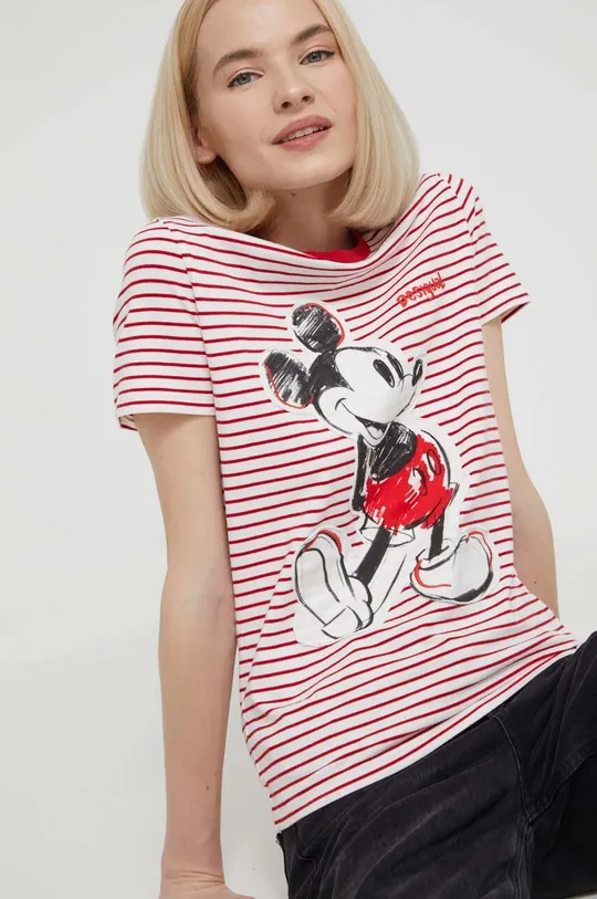 czerwony Desigual t-shirt x Disney MICKEY PATCH Damski
