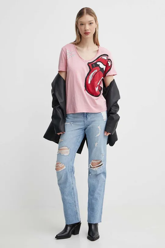 Desigual t-shirt in cotone ROLLING rosa