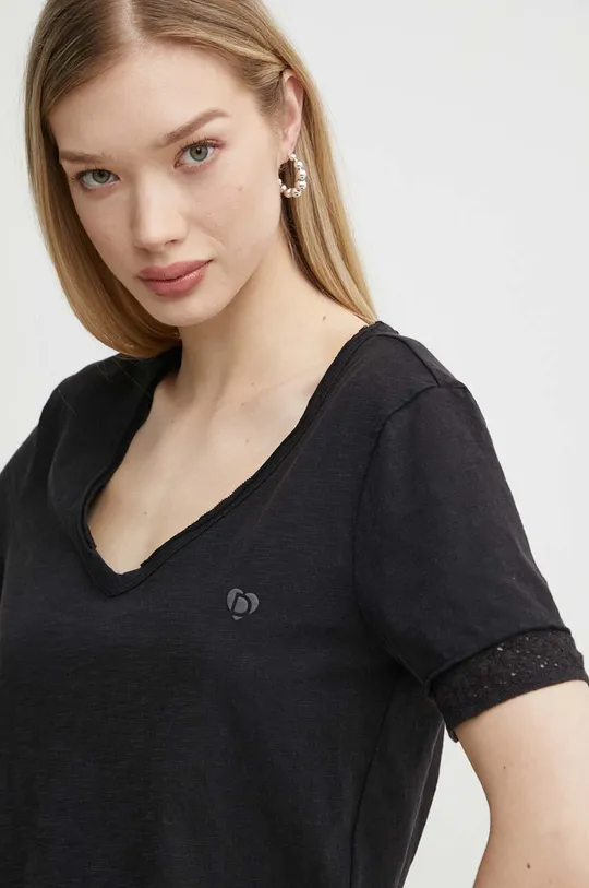 czarny Desigual t-shirt bawełniany DAMASCO