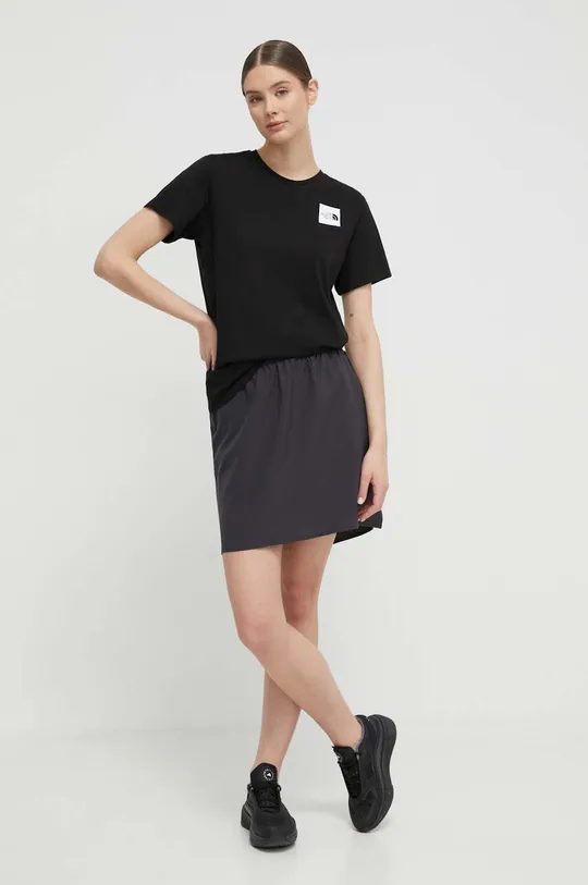 Памучна тениска The North Face W S/S Relaxed Fine Tee черен